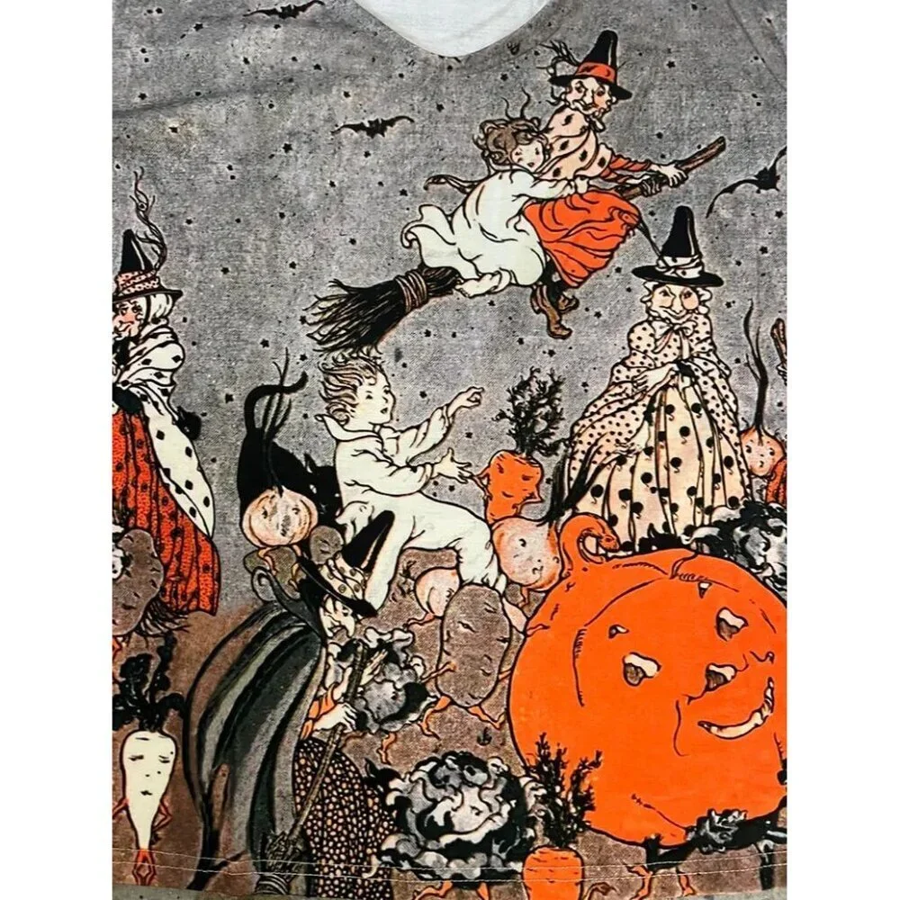 Vintage Halloween Long Sleeve Shirt Witches Jack O Lanterns All Hallows Eve 5XL